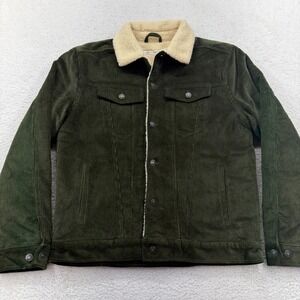 Line of Trade Mens Sherpa Lined‎ Corduroy Trucker Jacket Forest Green Large L